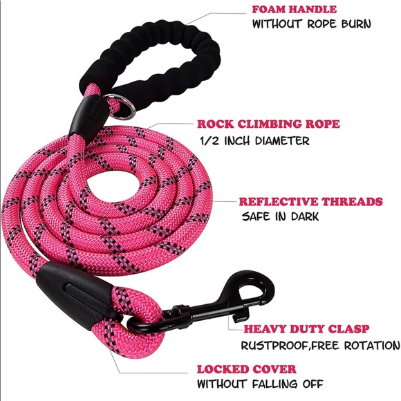 Poohoo 2 Dog Leashes 5 Feet Glove Pink. - Picture 2 of 6